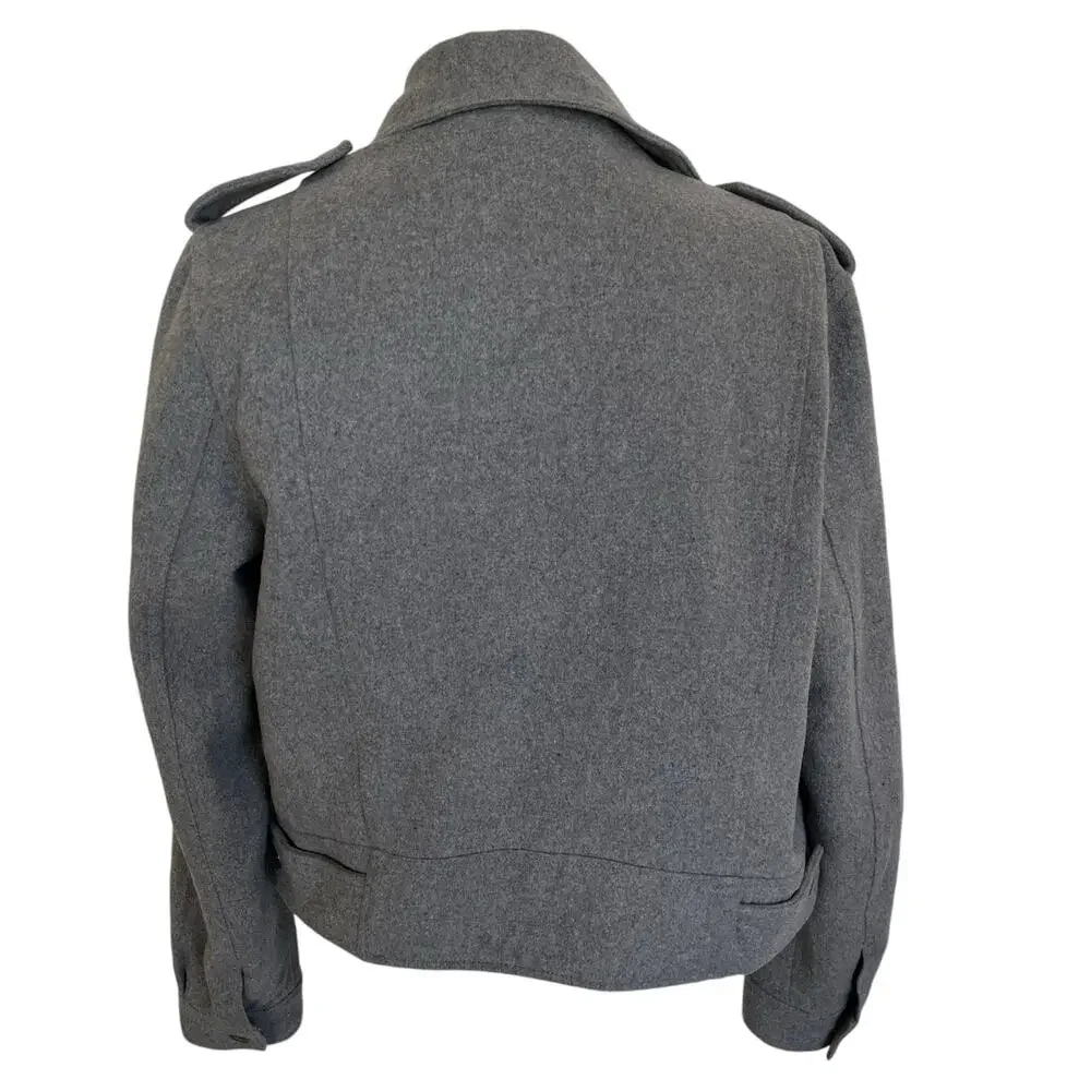 Aeropostale Moto Jacket Women's Size L Large Gray Wool Blend Lined